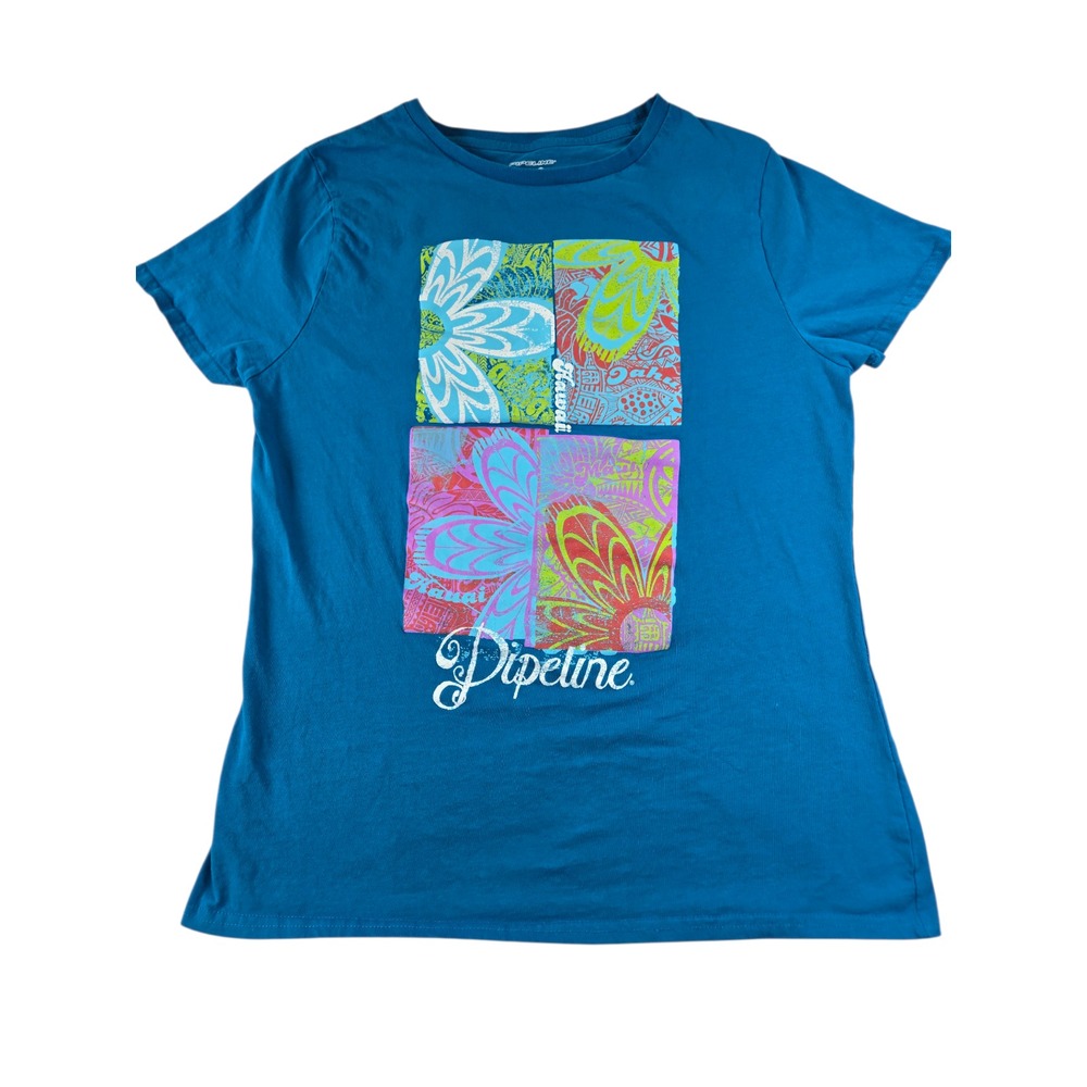 Girls XL Pipeline Hawaii T Shirt Surf Beach Classic Teal